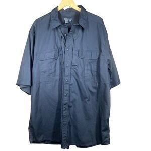 5.11 Tactical Series Men's Black Short Sleeve Button Up Work Shirt 2XL Tall